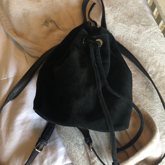 black suede mini backpack